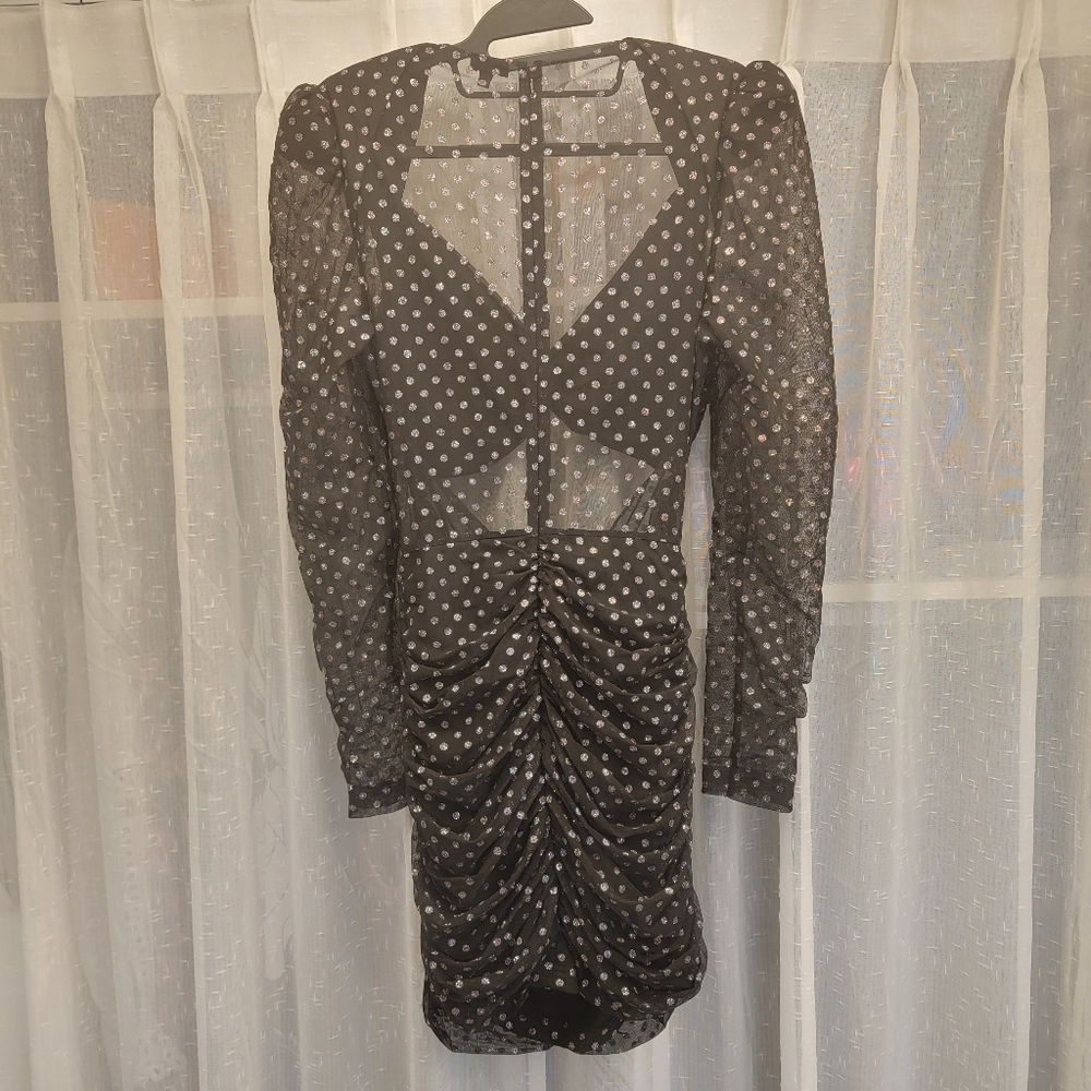 NBD Abigail Dress Black Sparkly Cut Out Mini Size Large - Picture 10 of 15